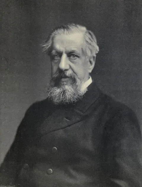 Portrait photograph of Edwin Arnold, translator of The Song Celestial, printed no later than 1897