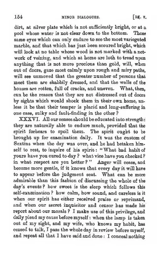 Printed page 154 of Stewart's 1889 Minor Dialogues, chapter XXXVI of Book V, with the Sextius passage