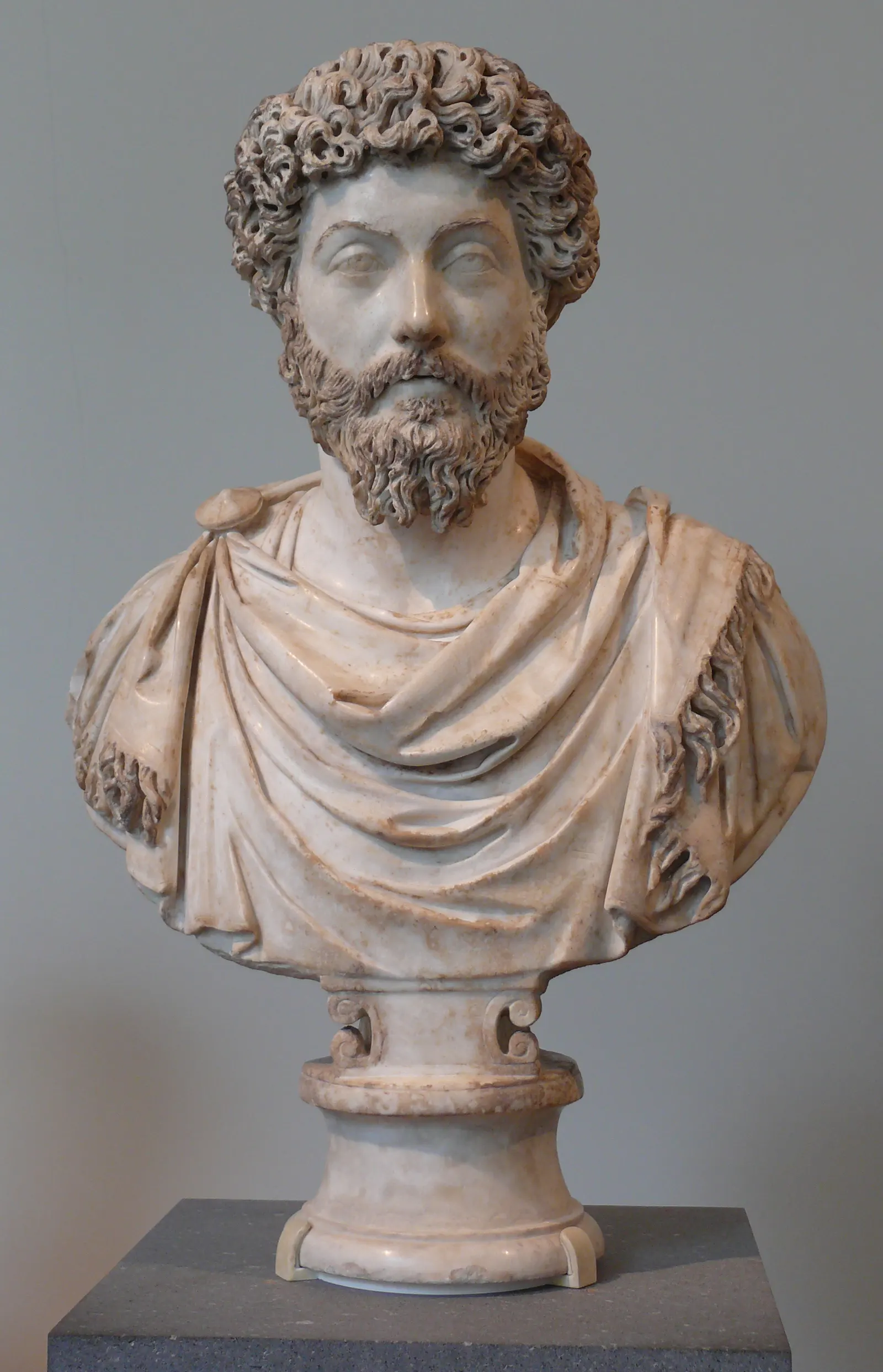 Marble bust of Marcus Aurelius, Roman, AD 161–169, beside the five lines credited to him